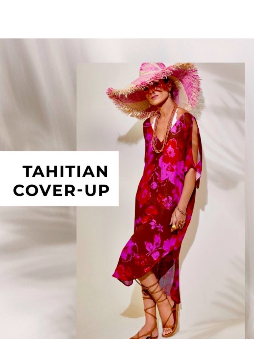 CAbi Tahitian Breezy‎ Coverup XS/S Button Front Dress Kaftan Kimono Pink Brown